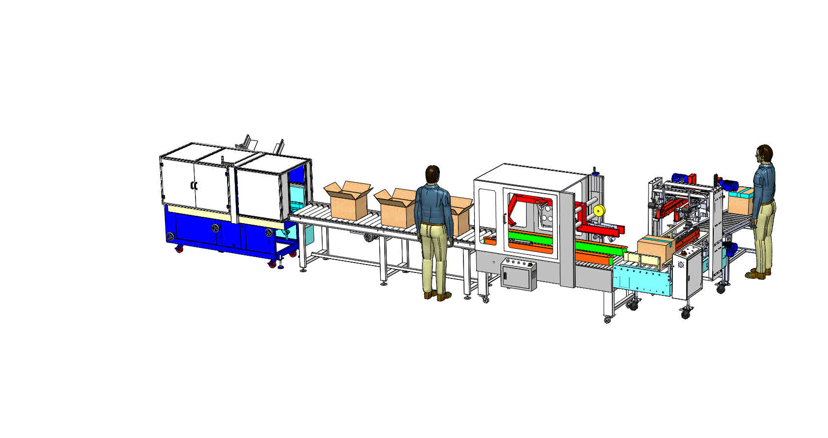 Cụm dây chuyền đóng gói thùng carton